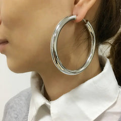 Oversized Stainless Steel Hollow Hoop Earrings